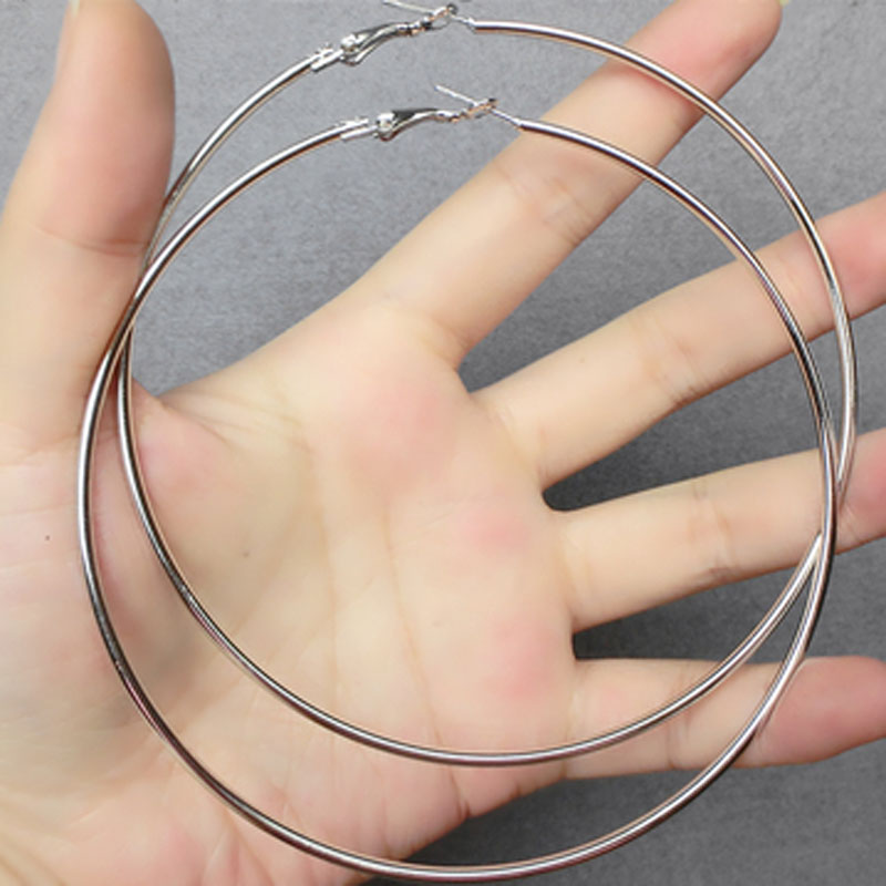 BLIJERY-pendientes de aro exagerados de 12CM para mujer, aretes de baloncesto, aretes circulares grandes y lisos, joyería Punk, Oorbellen