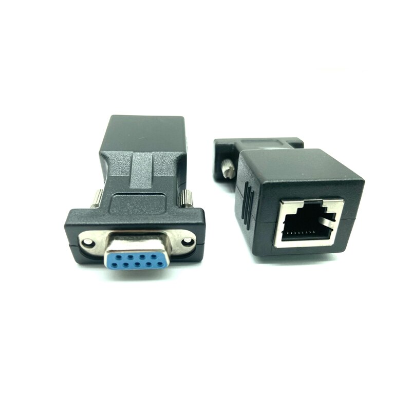 Com port til lan ethernet port konverter  db9 rs232 han hun til  rj45 hun adapter 1 stk kræver ingen ekstern strøm