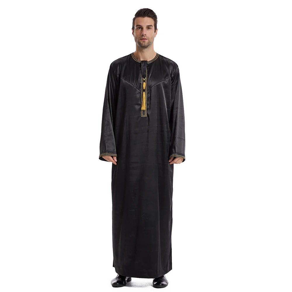 Saudi Arabische gewaad mannen moslim jurk kwastje Abaya Dubai Kaftan islamitische kleding Eid Djellaba Ramadan Jubba Thobe Daffah Dishdasha: L / Multicolor