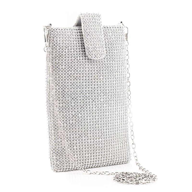 Abend Handtaschen Kupplung Geldbörsen für Frauen Kleine Umhängetasche praktisch Geldbörse Brieftasche: sliver