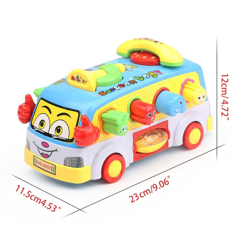 Babylegetøj sjov bus bump and go bil spille musiklys, tidlig uddannelse til 2 - 3 -årige piger drenge småbørn