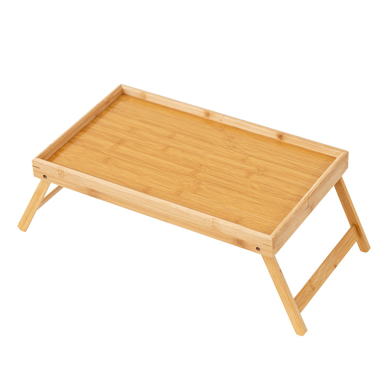 Plateau de service portable en bambou, pieds pliants, table d'escalier de lit, petit-déjeuner pour canapé, manger, dessin, bureau de collation