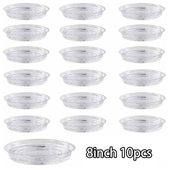 10 pièces 6/8/10 \ '\' fleur Pot Mat jardin plante soucoupe égouttoir rond Pot Base clair Snack conteneur PET Transparent plantes d'intérieur: 8Inch
