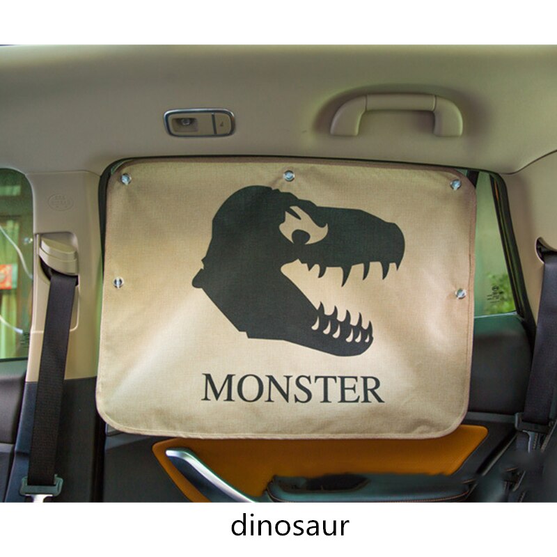 Pare-soleil pour pare-brise de voiture, 70x50cm, joli dessin animé, protection pour fenêtre latérale arrière: dinosaur