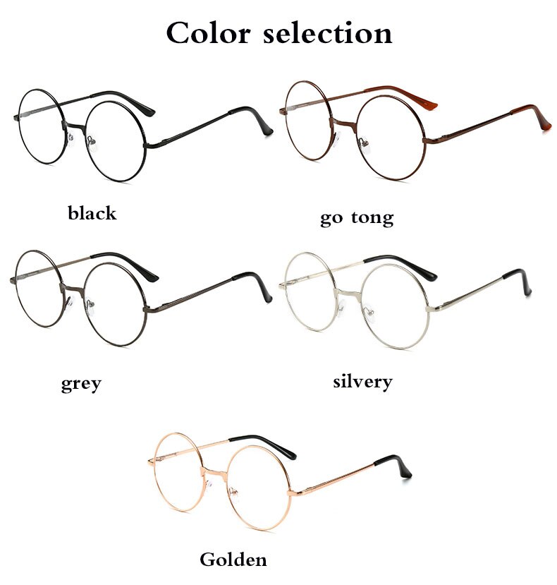 Retro-classic circular transparent lens metal frame men and women circular reading glasses retro-personality college style
