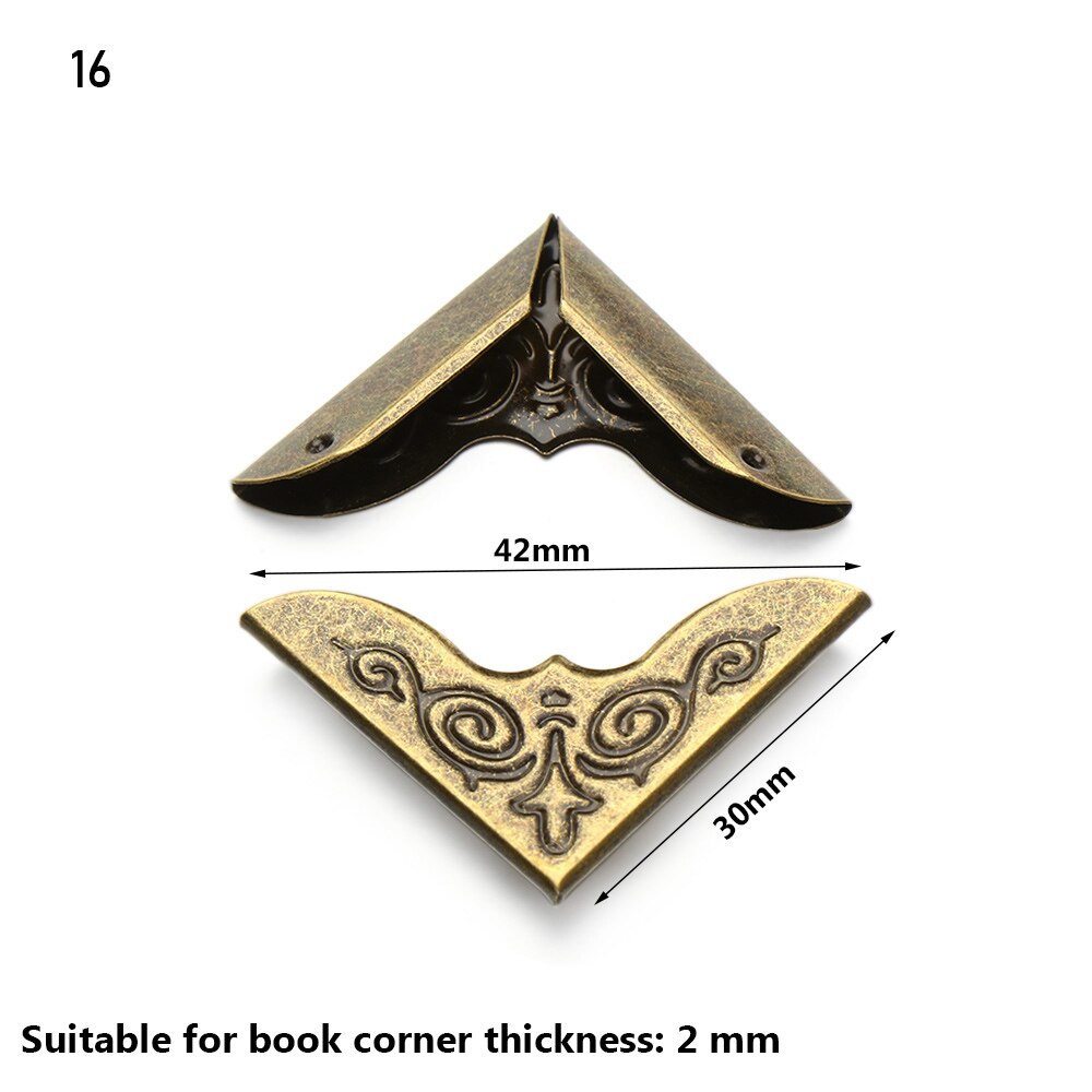 Esquinas de hierro de Metal Retro, Protector de esquina de libro, álbumes de fotos, cubierta de decoración de menú, manualidades DIY, accesorios de álbum de recortes, 4 piezas: Castaño