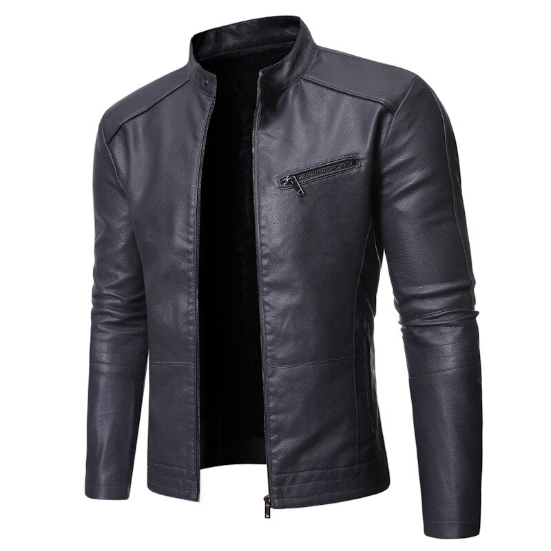 HEROBIKER Motorrad Jacke PU Leder retro Männer Persönlichkeit Winddicht Reit Jacke vier Jahreszeiten lässig Moto Jacke Chaqueta: 14JK41PY03-grau / L