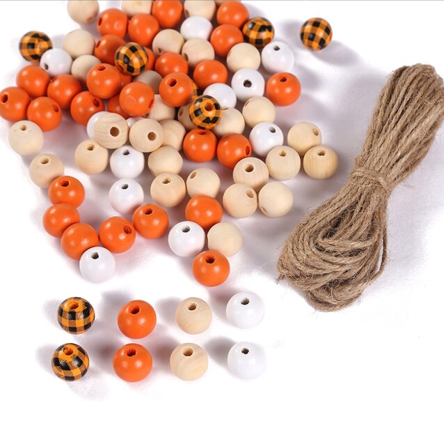 200Pcs Candy Ronde Houten Kralen En Kralen Stretch Cords Hennep Touw Lijn 10 Meter Sieraden Maken Armband Ketting Met doos: orange