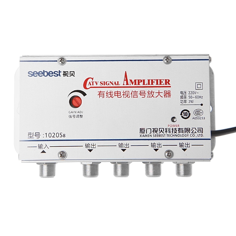 Gastos de 4 vías CATV VCR TV amplificador de señal de antena 220V 45-860MHz amplificador divisor