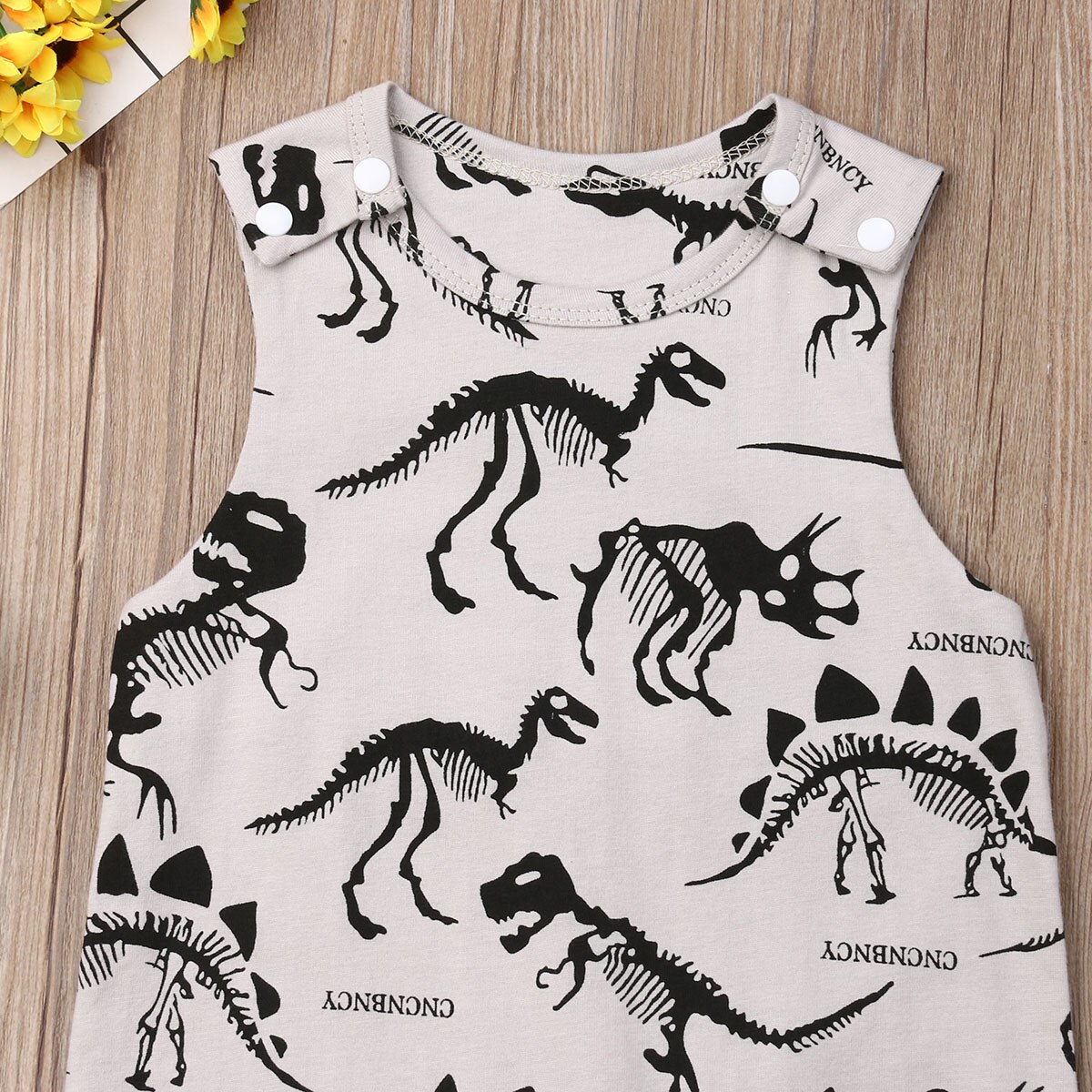 Baby Baby Boy Dinosaurus Mouwloze Romper Jumpsuit Casual Kleding Set