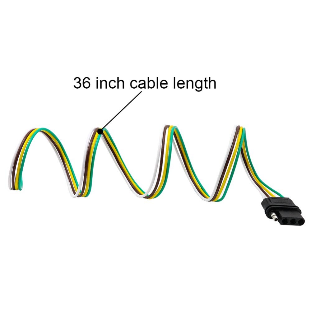 TIROL 4-Way Flat Trailer Wire Harness Extension Connector Socket with 36 inch Cable Length End Connector T24511b