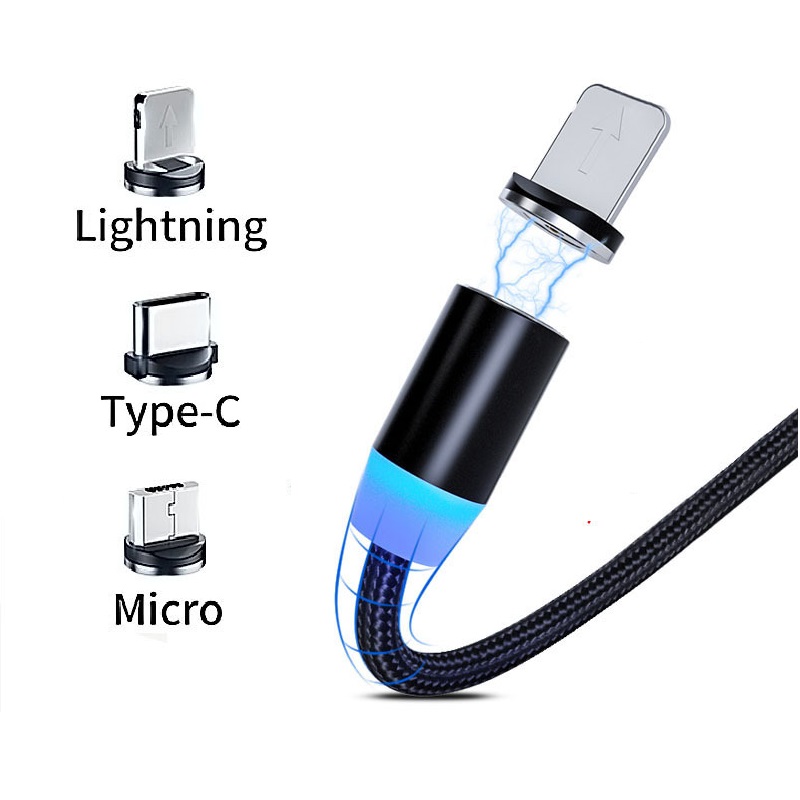 Cable magnético redondo de 8 pines tipo C, Conector Micro USB C, adaptador de cargador magnético de teléfono de carga rápida para iPhone, Cable de cargador de 1m
