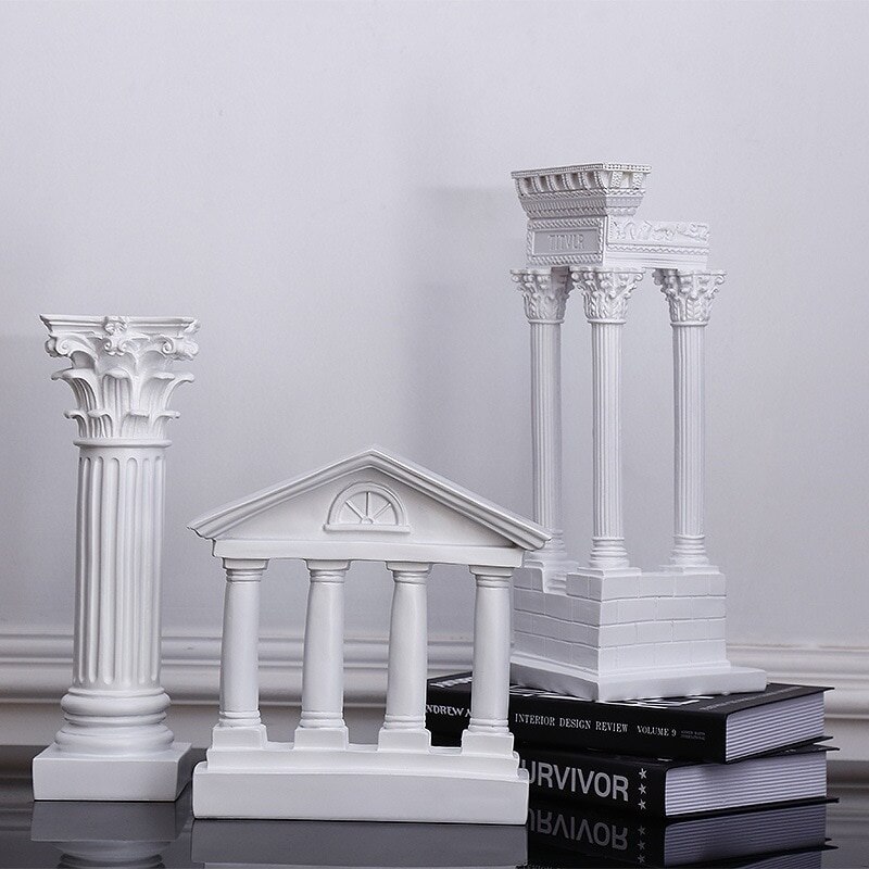 Colonne romaine modèle Architecture grecque, modèle de bâtiment de Temple grec, décoration de la maison, pilier en plâtre décoratif européen, Sculpture en résine