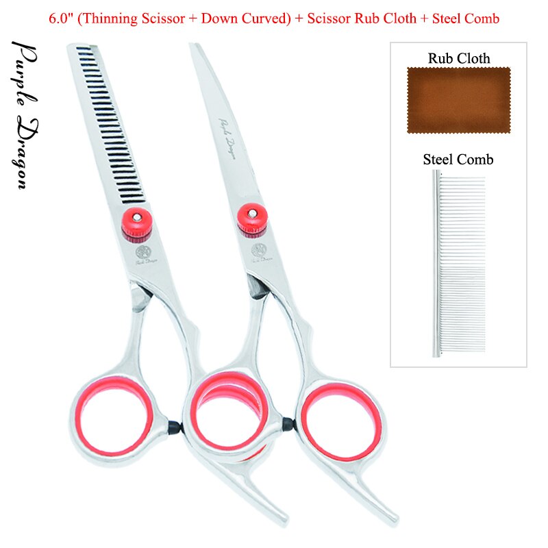 Purple Dragon 6.0" Dog Grooming Scissors Stainless Steel Pets Straight Curved Scissors Thinning Shears Dogs Hair Clippers B0001B: B0001B-13-60