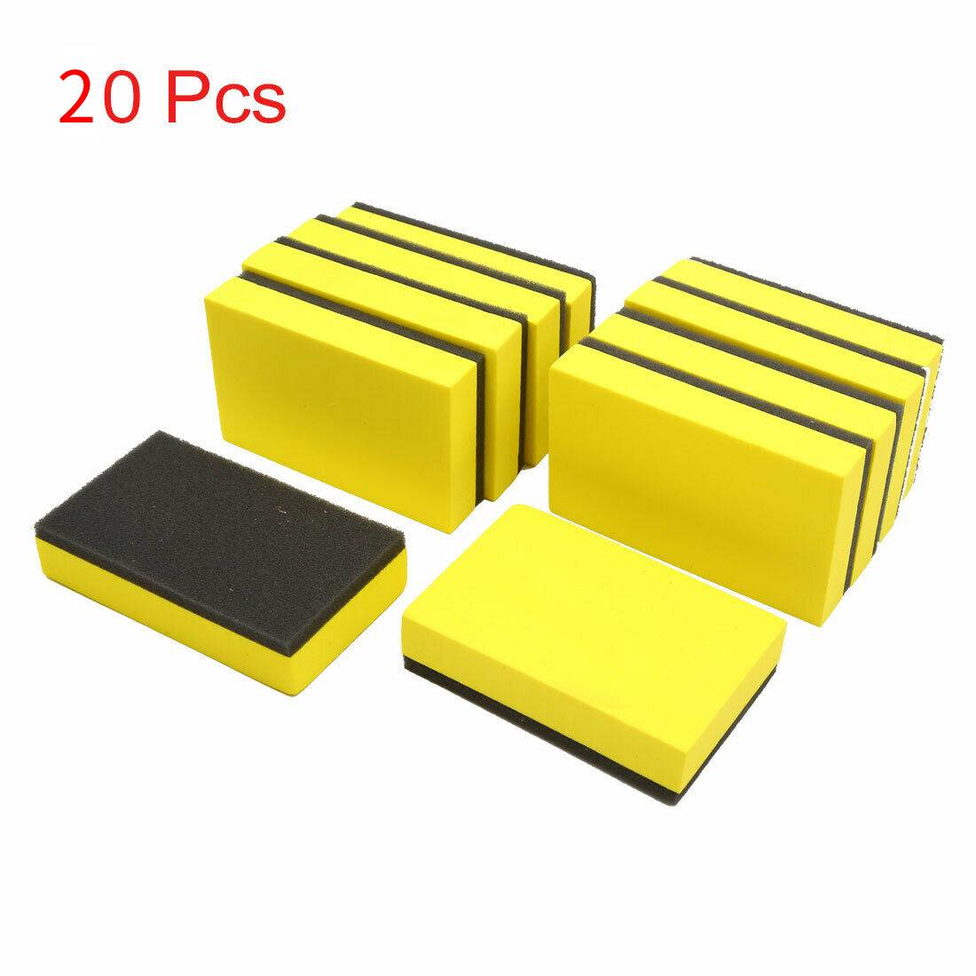 Éponge EVA pour revêtement céramique de voiture, 20 pièces, tampons applicateurs de cire, jaune 7.5x5x1.5cm, accessoire de polissage pour automobile