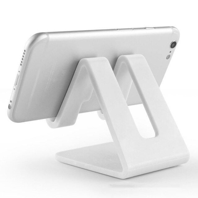 Soporte de escritorio para teléfono móvil, base triangular de plástico para iPhone Xsmax, Huawei P30, Xiaomi Mi9: white