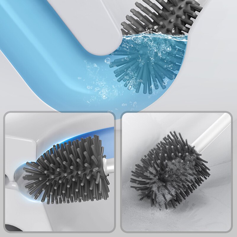 GESEW TPR Toilet Brush For Bathroom Drainable Cleaning Brush WC Cleaning Tool Wall-mount Cleaning Tool Bathroom Accessories Set