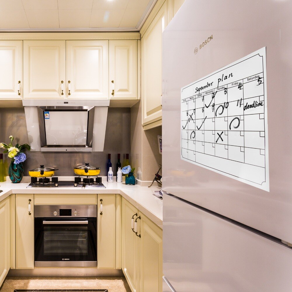Dry Erase Calendar, Fridge Magnetic Calendar, White Board Planner for Refrigerator, Monthly &amp; Weekly Set