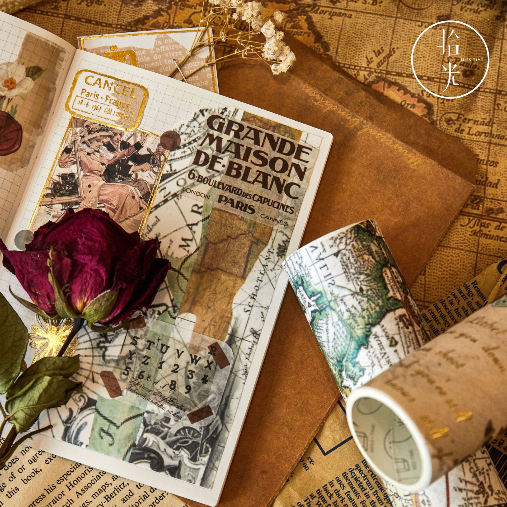 Writable Material Paper Scroll Vintage Frame Series Bullet Journal Scrapbooking Paper Base DIY Crafting Stationery Supplies