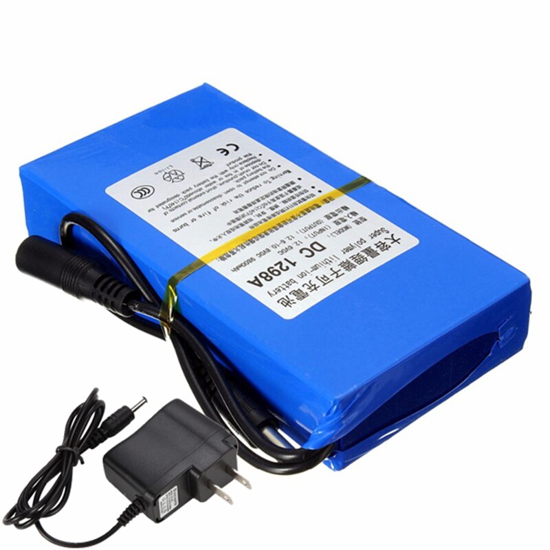Dc 12v litiumbatteri 9800 mah uppladdningsbart polymer li-ion batteripaket för gatubelysning led-ljus digital produkt standby-ström: 1 batteri 1 us kontakt