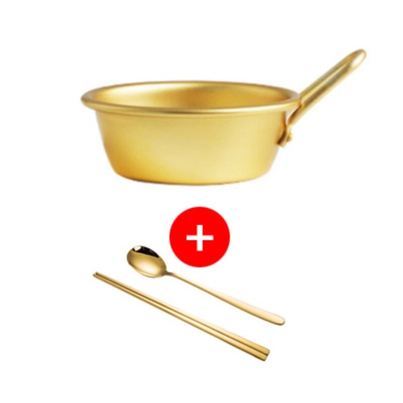 Korean Yellow Aluminum Bowl With Handle For Noodle Traditional Rice Wine Kitchen Cookware Hiking Soup Dish BBQ Camping Bowls: 13.5cm / 3