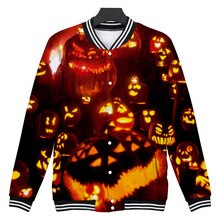 lässig unheimlich Halloween Liebhaber 3D Drucken Party Lange Hülse Mantel oben Bluse Paar Halloween 3D Drucken Langarm Baseball Tragen: XXL