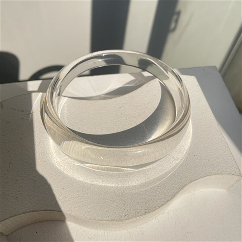 HUANZHI 2021 nuovo braccialetto irregolare rotondo geometrico Vintage in resina acrilica trasparente per regali di gioielli da viaggio per donna ragazza: D
