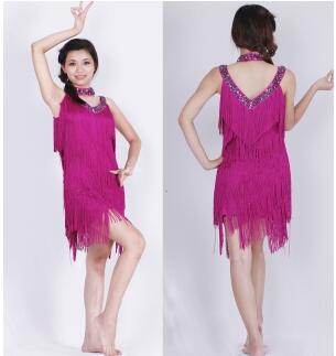 Sexy V-Neck Women's Flapper Dress 1920s Tassel Cocktail Fringe Dress party costumes: rose red