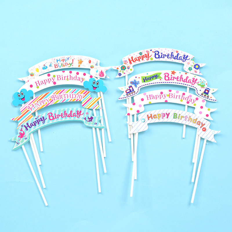 Happy Birthday Cake Topper Mermaid Flower Rainbow Banner Cupcake Topper Baby Shower Happy Birthday Baking Dessert Party Favors