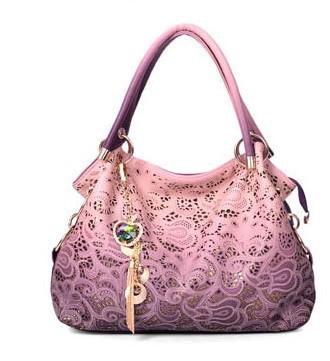 Bolsas grandes para mujer , bolsos de hombro con estampado floral ombré, bolso de mano de gran capacidad de cuero para mujer, bolso de mano rojo/gris/azul: Pink