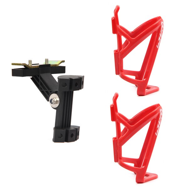 Cykel dobbelt vandflaskeholder buradapter rack cykel sadelholder adapter dobbelt vandflaske tilbage cykelsæde: Sort rød
