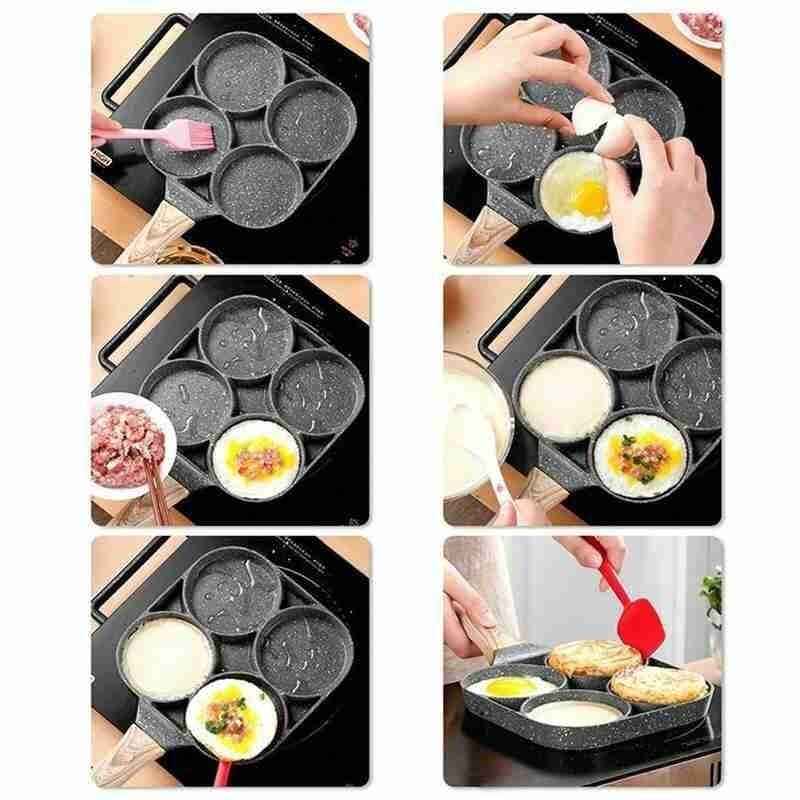 Four-hole Frying Pot Pan Thickened Omelet Pan Non-stick Egg Pancake Steak Pan Cooking Egg Ham Pans Breakfast Maker Cookware