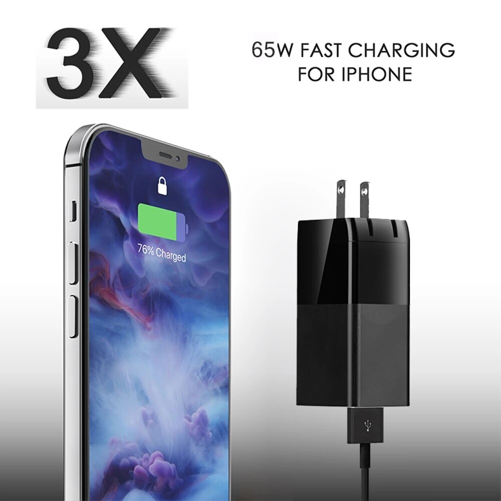 Gan 65W Usb C Quick Charger Pd 3.0 Qc Voor Samsung Iphone 12 Pro Max Macbook Tablet Snel Muur charger Eu/Us/Uk Plug Adapter