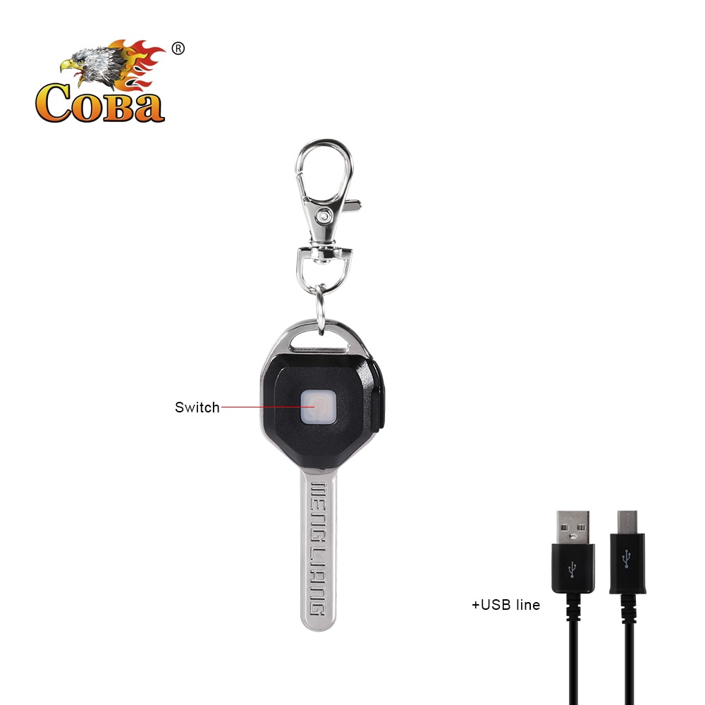 Coba mini linterna LED llavero luz llave portátil linterna pequeña linterna 2 modos al aire libre brillo USB recargable
