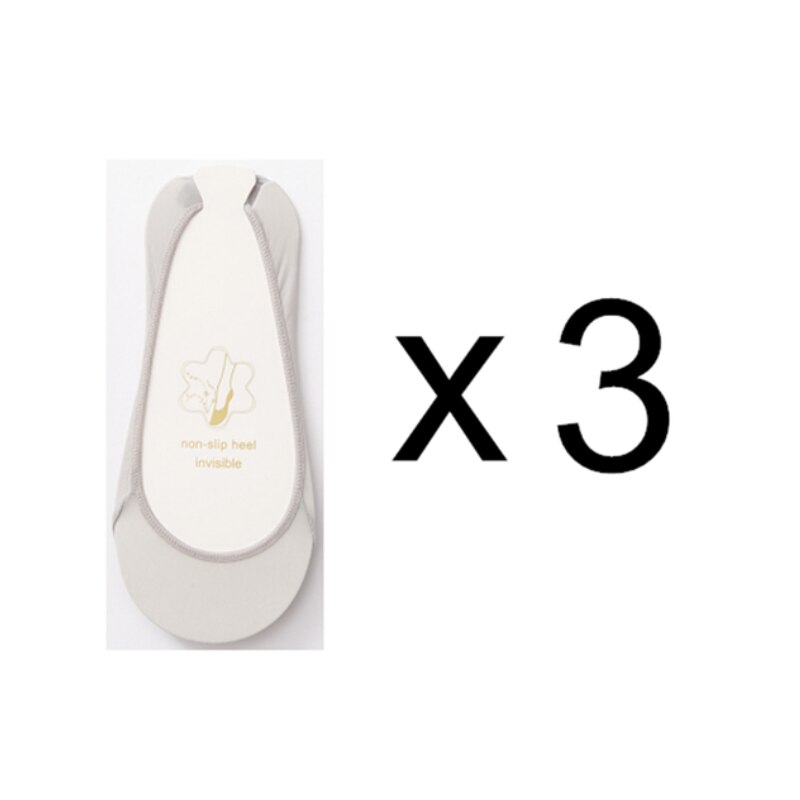 Calcetines invisibles antideslizantes de silicona para mujer, medias finas de media palma con tirantes de seda de hielo para zapatos de tacón alto, 3 pares: Gris