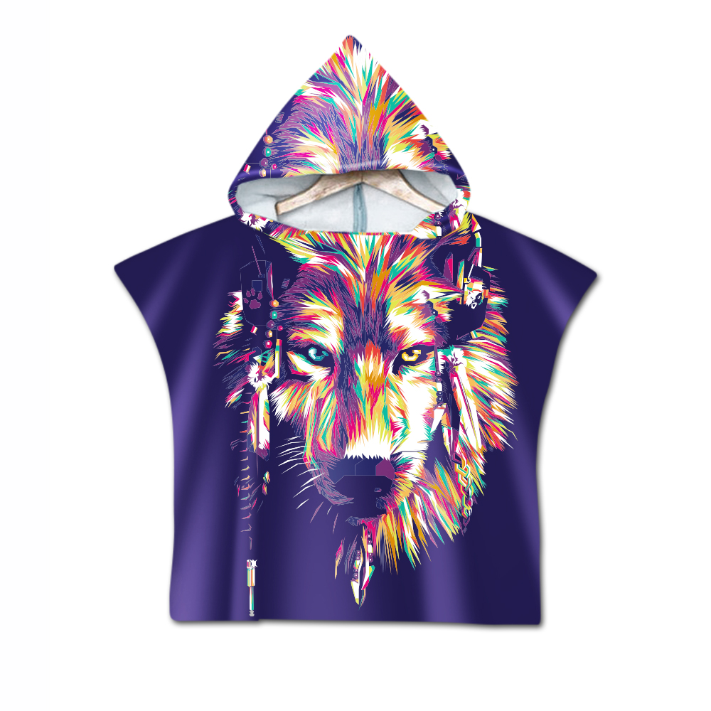 Nyhet cool varg måne enhörning baby barn barn huva handduk pool bad strand poncho handduk cape