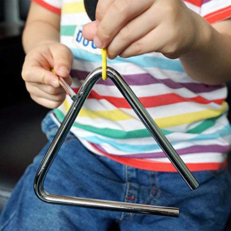 5PCS Triple-Cornered Musical Instruments Band Percussion Musical Triple-Cornered Triangolo for Children 4/5/6/7/8/ Inch