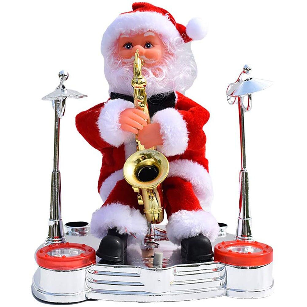 Jul elektrisk musik julemand dukke ornament spille klaver saxofon guitar tromme ornament år børn jul: -en