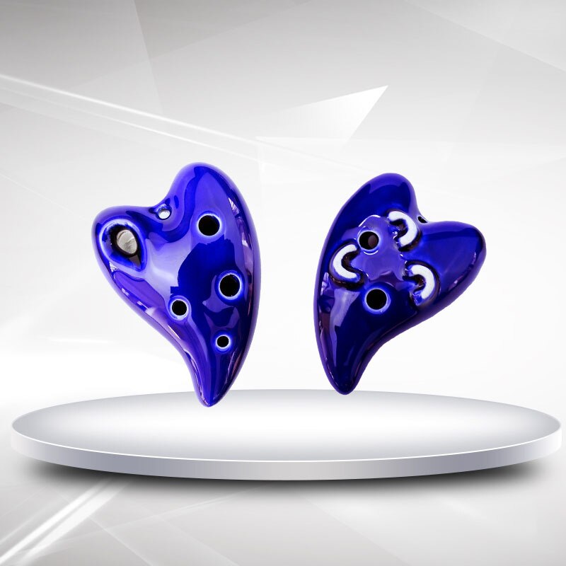 Liefde Ocarina 6 Gat Keramische Fluit Ambachten Decoratie Ornamenten Muziekinstrumenten Cartoon Uitdrukking Ocarina: Royal blue