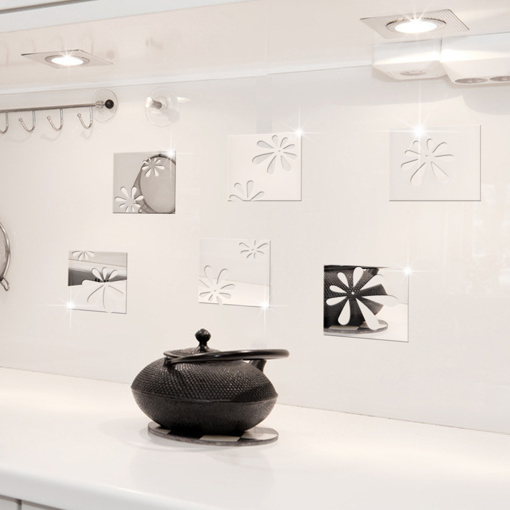 Funlife Spiegelwand Sticker Acryl Sticker Stereo Tv 3D Kleine Bloem Spiegel Sticker MS361248