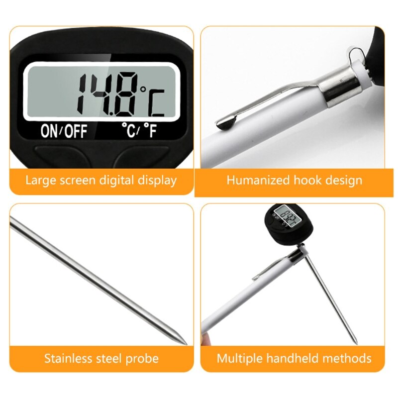 Digital Instant Read Meat Thermometer Food Thermometer Probe Stainless Steel Cooking Smoker Grill BBQ Thermometer Use