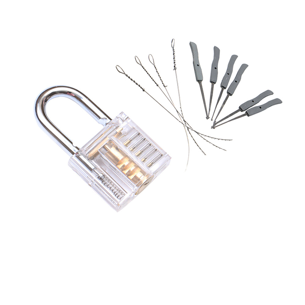 Krystal lås pick træning udendørs bagage taske lås hængelås kombination sæt til at praktisere lås håndværk låsesmed værktøjer: Lås knækket nøgleværktøj