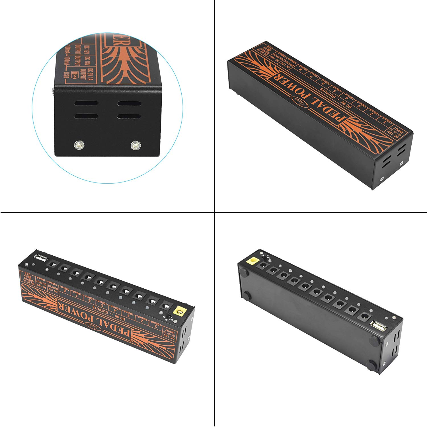 Guitar Pedal Power Supply 5V/9V/12V/18V Charging Rowin PW-01 Multi Circuit Power Supply For Pedals