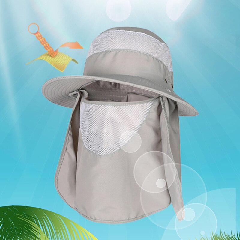 Summer Quick dryng Sun protection fisherman cap withFace Neck protection outdoor fishing bike removable Three-use men Visor hat