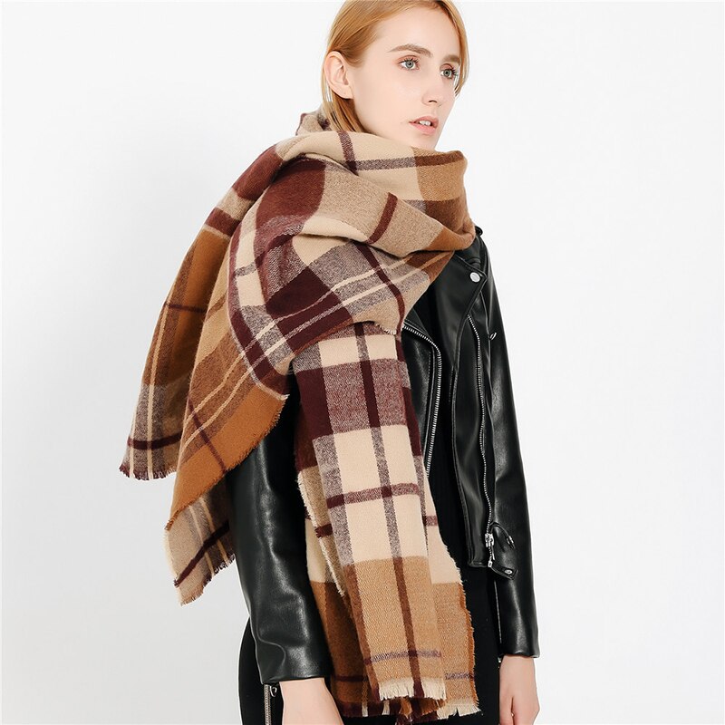 Sjaals dames winter warm geruit kasjmier kwast lange sjaal sjaal europese stijl trendy all-match dames omslagdoeken dagelijks chic