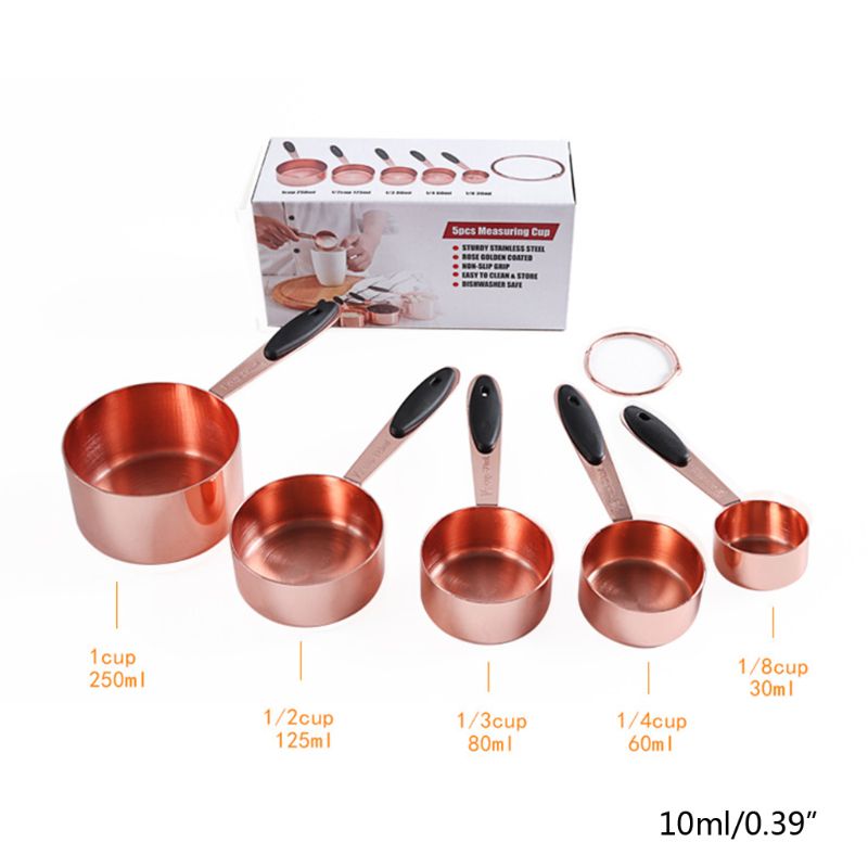 10-Piece Copper Measuring Cups and Measuring Spoon Set Stainless Steel with Soft
