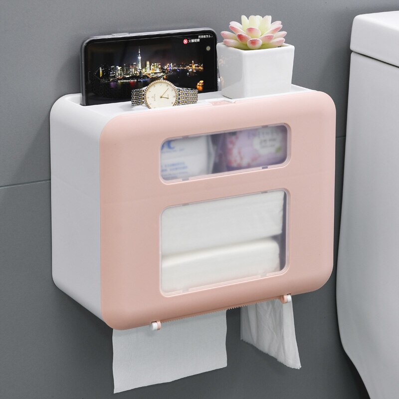 Étagère de rangement en rouleau de papier toilette | Portable, stockage de WC de grande capacité, boîte de rangement en forme de rouleau de papier toilette, étagère de salle de bains, accessoires de salle de bain: Pink