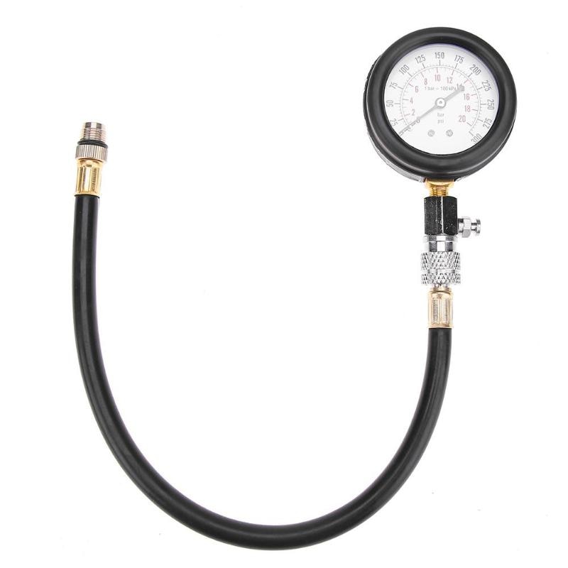 Testador de compressão medidor pressão tester kit motor automático a gasolina gás cilindro do motor da motocicleta do carro medidor pressão com adaptador
