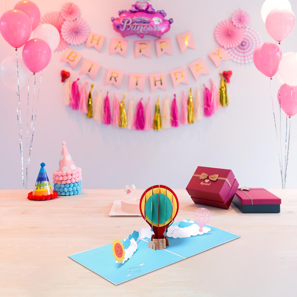 3D Air Ballon Verjaardagskaart Handgemaakte Wenskaart Met Enveloppen Voor Familie Vrienden Collega &#39;S