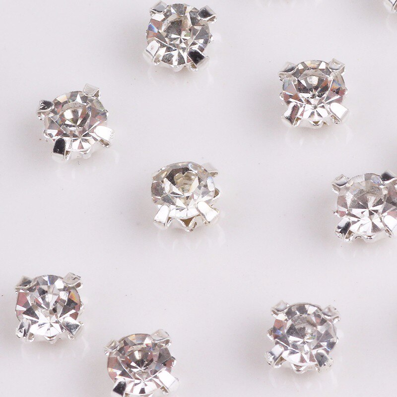 Pulaqi 4mm 100 stks Glas Steentjes Naaien Diamant Vorm Voor Kleding Naald Sticker Op Applique Naaien Voor Kleding bruiloft Decor F: picture color 4